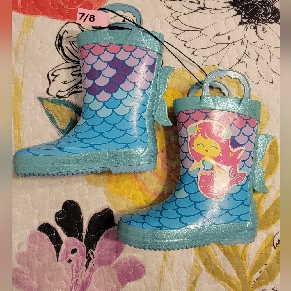 NWT Girls Mermaid Rain Boots